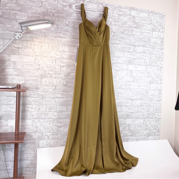 azazie ocean stretch satin dress Azazie Plus Size A-Line V-Neck Floor-Length Stretch Satin Bridesmaid Dresses